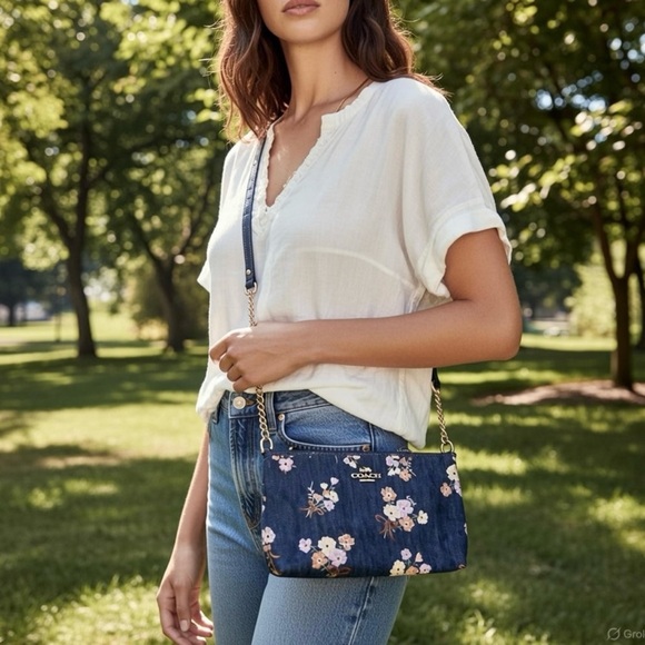 Coach Floral Denim Crossbody Bag - Picture 13 of 13